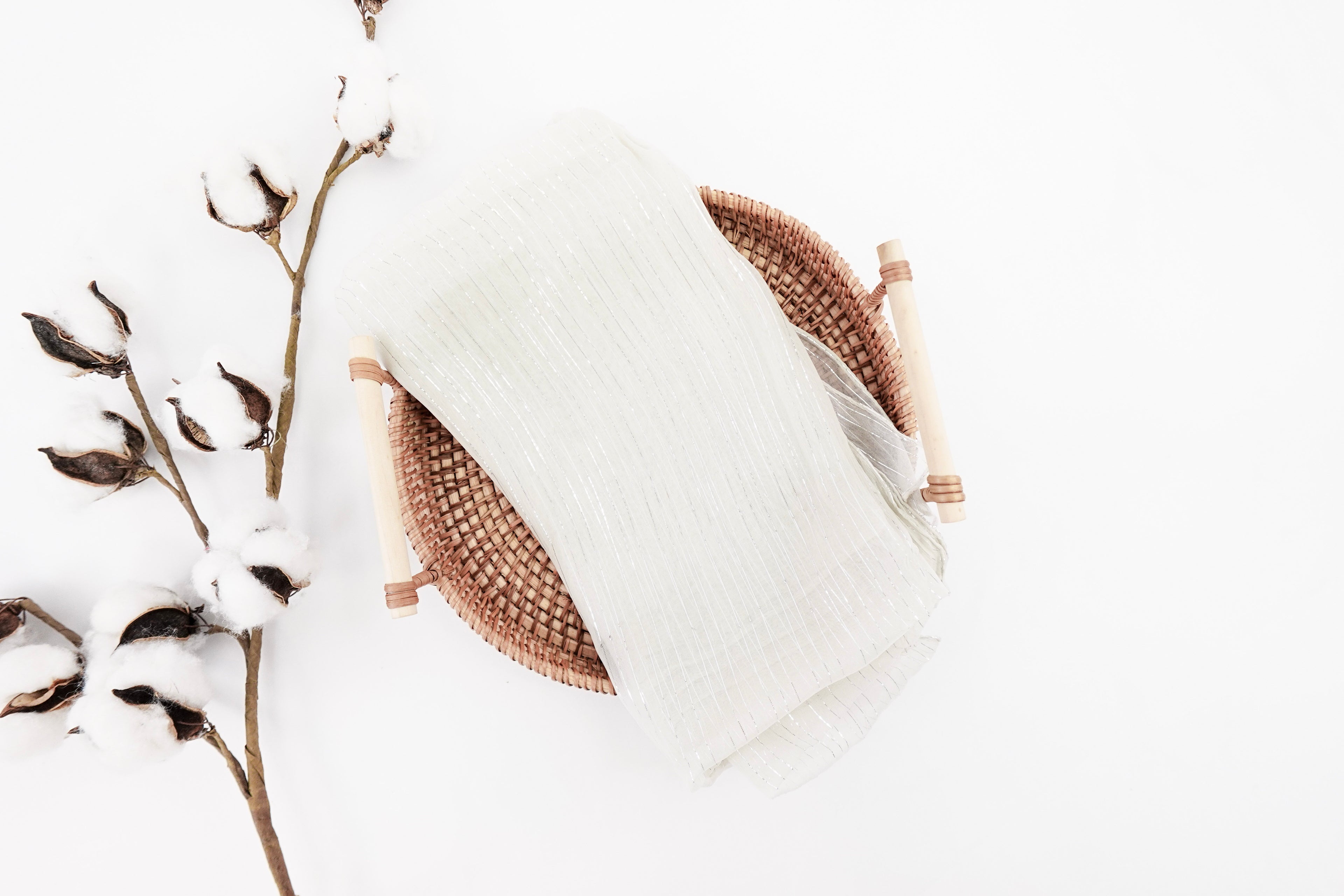 Vintage Linen Square Scarf with Silver Details