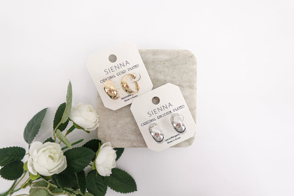 Rhodium Plated  Hypoallergenic Simple Hoop Earrings